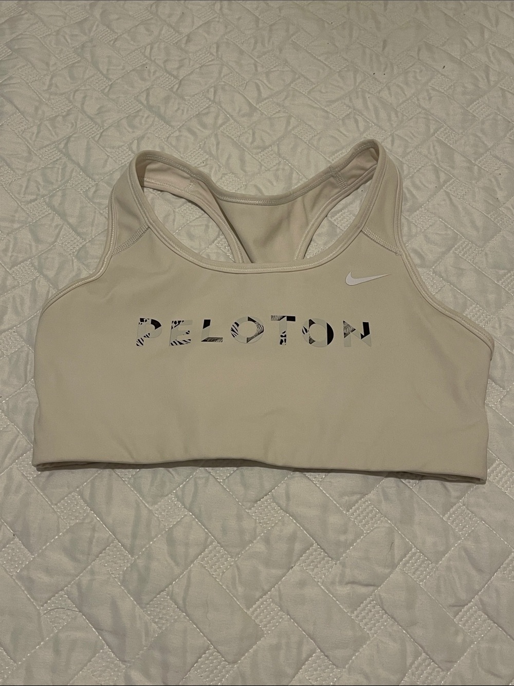 Nike Cream Peloton Logo Racerback Sports Bra